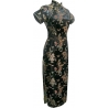 Robe chinoise (qipao 旗袍) longue NOiRE motif DRAGON et PhOENiX (100% polyester)