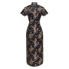 Robe chinoise (qipao 旗袍) longue NOiRE motif DRAGON et PhOENiX (100% polyester)