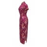 Robe chinoise (qipao 旗袍) longue ROUGE BORdEAUX motif DRAGON et PhOENiX (100% polyester)