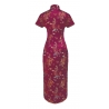 Robe chinoise (qipao 旗袍) longue ROUGE BORdEAUX motif DRAGON et PhOENiX (100% polyester)