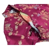 Robe chinoise (qipao 旗袍) longue ROUGE BORdEAUX motif DRAGON et PhOENiX (100% polyester)