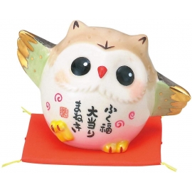 Chouette FUKURO (梟) en porcelaine japonaise ChANCE (h5cm)