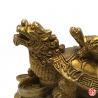 Dragon-tortue (Bìxì 赑屃) sur lingots & pièces en cuivre doré (h5.5cm)