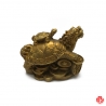 Dragon-tortue (Bìxì 赑屃) sur lingots & pièces en cuivre doré (h5.5cm)