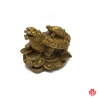 Dragon-tortue (Bìxì 赑屃) sur lingots & pièces en cuivre doré (h5.5cm)