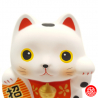 Tirelire Maneki Neko blanc en argile "onéko-san" h10cm