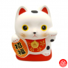 Tirelire Maneki Neko blanc en argile "onéko-san" h10cm