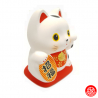 Tirelire Maneki Neko blanc en argile "onéko-san" h10cm