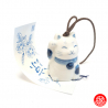 Carillon à vent japonais (風鈴 fuurin) en porcelaine blanc bleu MANEKi NEKO 招き猫 (h5.5cm)