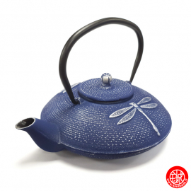 Théière en fonte chinoise LibELLULES 1.20L bleu et argent