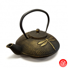 Théière en fonte chinoise LibELLULES 1.20L noir et or