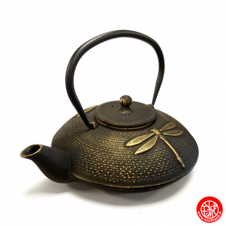 Théière en fonte chinoise LibELLULES 1.20L noir et or