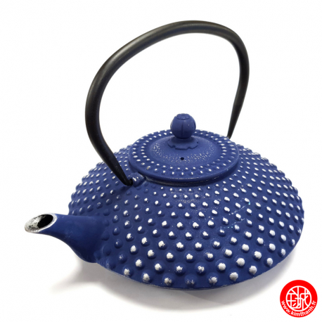 Théière en fonte chinoise KAMbiN 1.20L bleu et argent