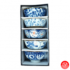 Coffret 5 bols assortis NAGOYA en porcelaine (d11cm)