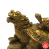 Dragon-tortue (Bìxì 赑屃) sur lingots & pièces en cuivre doré (h5.5cm)