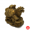 Dragon-tortue (Bìxì 赑屃) sur lingots & pièces en cuivre doré (h5.5cm)