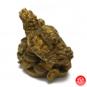 Dragon-tortue (Bìxì 赑屃) sur lingots & pièces en cuivre doré (h5.5cm)