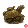 Dragon-tortue (Bìxì 赑屃) sur lingots & pièces en cuivre doré (h5.5cm)
