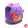 Maneki neko DODU en argile blanche ViOLET (Sagesse) 5.5cm