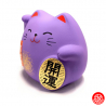 Maneki neko DODU en argile blanche ViOLET (Sagesse) 5.5cm