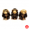 3 Singes de la sagesse en porcelaine thaïlandaise (h4.5cm)