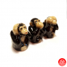 3 Singes de la sagesse en porcelaine thaïlandaise (h4.5cm)