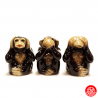 3 Singes de la sagesse en porcelaine thaïlandaise (h4.5cm)