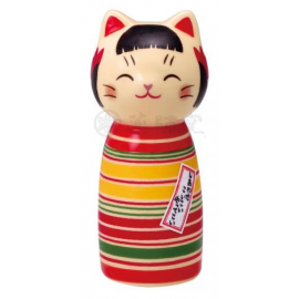 Kokeshi Maneki Neko 招き猫 MiWA en porcelaine (h9cm)