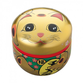Boîte à thé japonaise (茶筒 chazutsu) MANEKi NEKO 招き猫 doré (100g)