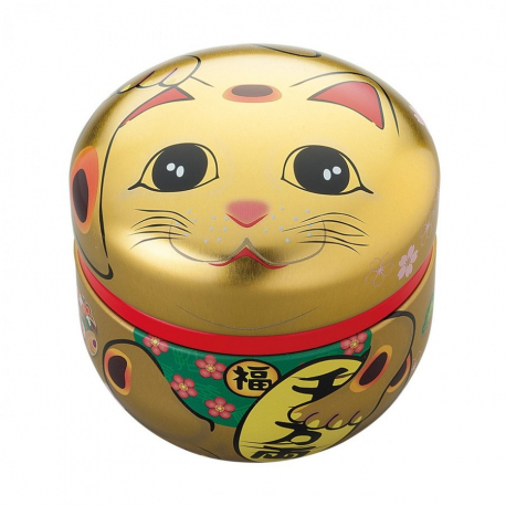 Boîte à thé japonaise (茶筒 chazutsu) MANEKi NEKO 招き猫 doré (100g)