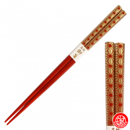 Baguettes japonaises rouges ASANOHA OR (22.5cm)