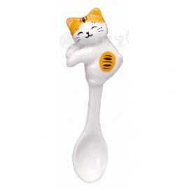 Cuillère à suspendre MANEKi NEKO 招き猫 TORA (tigré) en porcelaine japonaise
