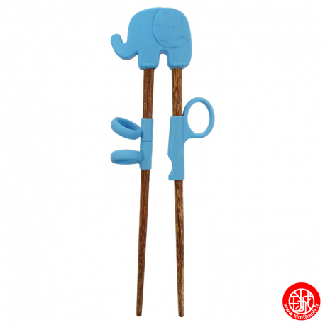 Baguettes d'apprentissage enfant à anneaux ELEPhANT BLEU (h17cm)