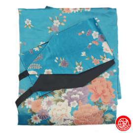 Kimono cache-coeur satiné imprimé PETiTES FLEURS bleu clair (72cm)