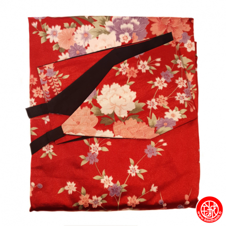 Kimono cache-coeur satiné imprimé PETiTES FLEURS rouge (72cm)