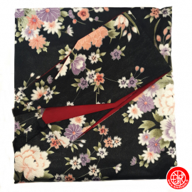 Kimono cache-coeur satiné imprimé PETiTES FLEURS noir (72cm)