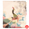 Kimono OBi long satiné imprimé FLEURS & PAON blanc (120cm)