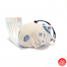 Carillon à vent japonais (風鈴 fuurin) en porcelaine blanc bleu MANEKi NEKO SETO 招き猫 (h5.5cm)