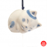 Carillon à vent japonais (風鈴 fuurin) en porcelaine blanc bleu MANEKi NEKO SETO 招き猫 (h5.5cm)