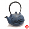 Théière en fonte chinoise OiSEAU et PRUNiER 0.80L bleu