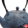 Théière en fonte chinoise OiSEAU et PRUNiER 0.80L bleu