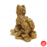 Qilin sur lingots et pièces en cuivre (h6.5cm)