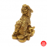 Qilin sur lingots et pièces en cuivre (h6.5cm)