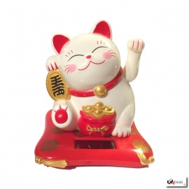 Maneki Neko 招き猫 animé 100% SOLAiRE richesse blanc h10.5cm