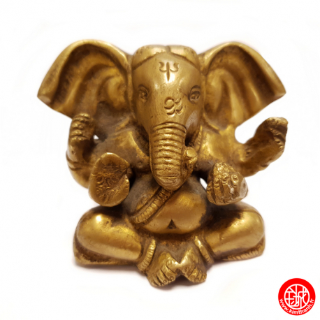 Ganesh 4 bras assis en laiton doré (h6.5cm)