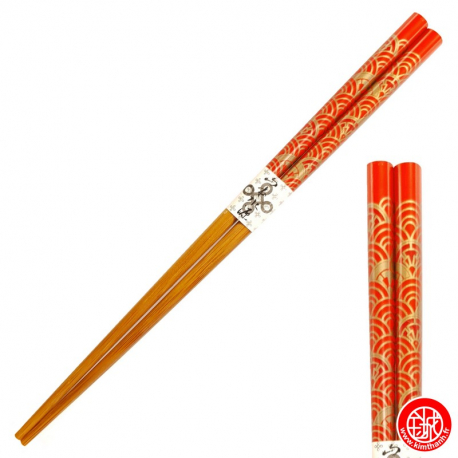 Baguettes japonaises en bambou ROUGE NAMi (22.5cm)