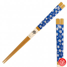 Baguettes japonaises en bambou BLEU SAKURA (22.5cm)