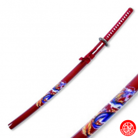Sabres japonais de décoration ROUGE iMPRiMé DRAGON ボルドー竜 