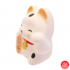 Tirelire Maneki neko 招き猫 RONd-RONd en argile BLANC (BONhEUR) h7cm