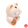 Tirelire Maneki neko 招き猫 RONd-RONd en argile BLANC (BONhEUR) h7cm